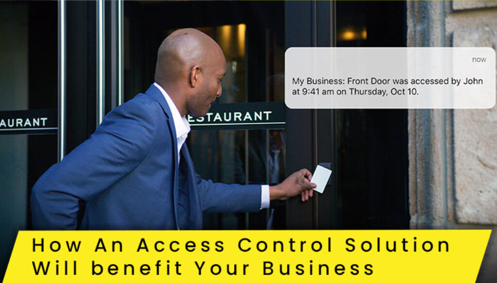 feature Image - Access Control for Businesses, business man using keycard on door