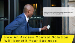 feature Image - Access Control for Businesses, business man using keycard on door